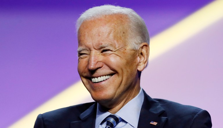 Democratic presidential candidate former Vice President Joe Biden appears at an event.