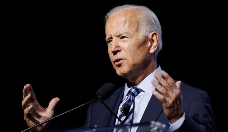 Democratic presidential candidate former Vice President Joe Biden speaks.