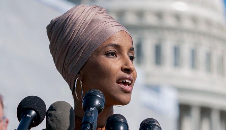 Rep. Ilhan Omar, D-Minnesota, speaks.