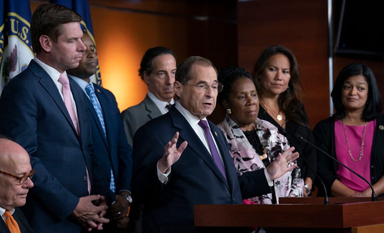 House Judiciary Committee Chairman Jerrold Nadler, D-N.Y., speaks to reporters about the testimony of former special counsel Robert Mueller and their plan to continue to investigate Russia's interference in the election, at the Capitol in Washington, Friday, July 26, 2019.