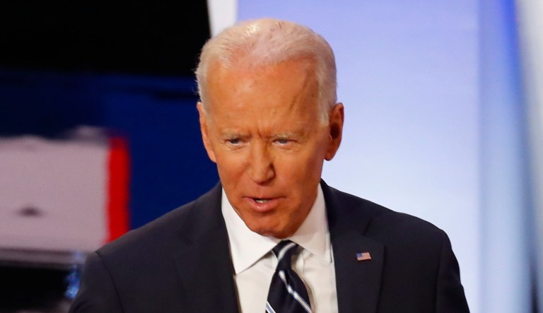 Former Vice President Joe Biden is introduced at the second Democratic debate.