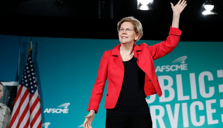 Democratic presidential candidate Sen. Elizabeth Warren, D-Mass., speaks during a candidate forum on labor issues Saturday, Aug. 3, 2019, in Las Vegas. 