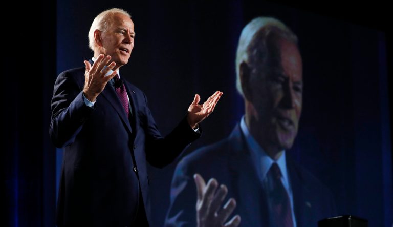 Former Vice President and Democratic presidential candidate Joe Biden speaks during a public employees union candidate forum Saturday, Aug. 3, 2019, in Las Vegas. 