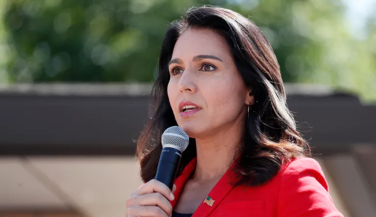 Democratic presidential candidate Rep. Tulsi Gabbard, D-Hawaii, speaks.