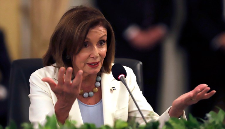 Speaker Nancy Pelosi appears at an event.