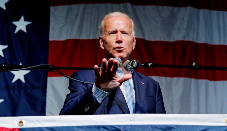 Former Vice President and Democratic presidential candidate Joe Biden speaks at the Iowa Democratic Wing Ding at the Surf Ballroom in Clear Lake, Iowa. 