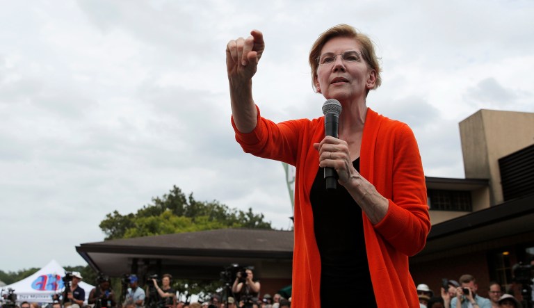 Democratic presidential candidate Sen. Elizabeth Warren, D-Massachusetts, speaks.