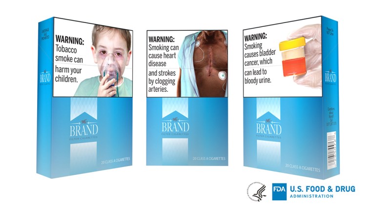 This undated image provided by the U.S. Food and Drug Administration shows proposed graphic warnings that would appear on cigarettes.