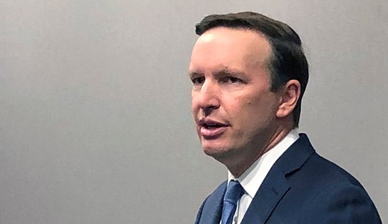 Sen. Chris Murphy speaks during a news conference.