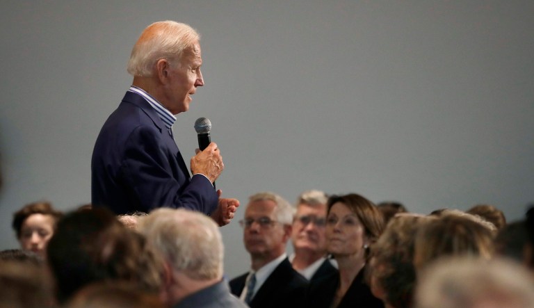 Democratic presidential candidate former Vice President Joe Biden speaks.