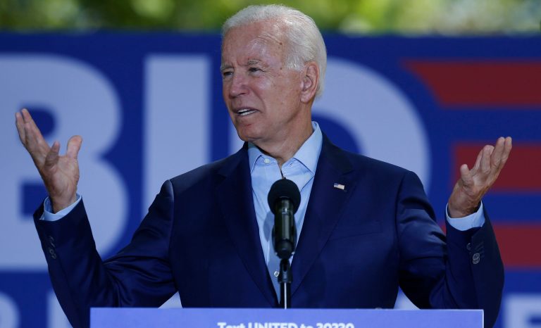 Democratic presidential candidate former Vice President Joe Biden speaks during a campaign event at Keene State College in Keene, N.H., Saturday, Aug. 24, 2019. 