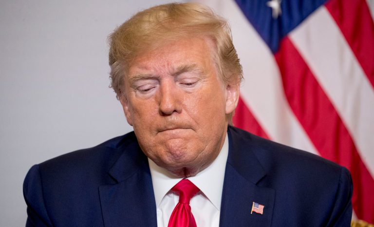 President Donald Trump pauses while speaking during a bilateral meeting with Egyptian President Abdel Fattah al-Sissi at the G-7 summit in Biarritz, France, Monday, Aug. 26, 2019. 