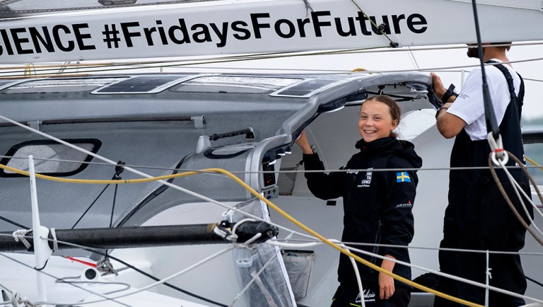 Greta Thunberg, A 16-year-old Swedish climate activist.