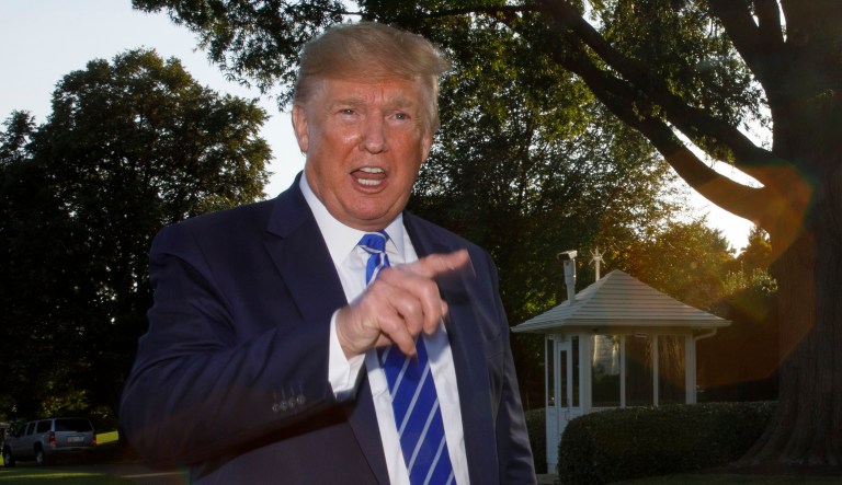 President Trump speaks to the media.