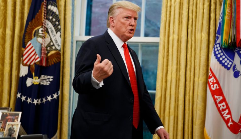 President Donald Trump speaks in the Oval Office of the White House, Thursday, Sept. 5, 2019, in Washington. 