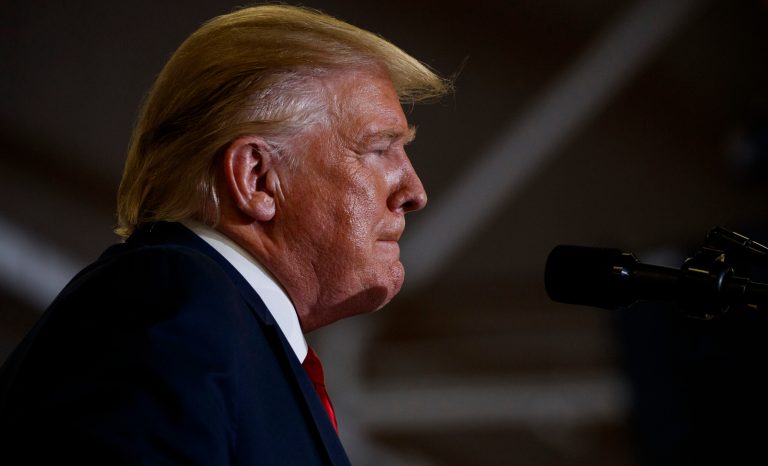 President Donald Trump speaks during a campaign rally at the Crown Expo, Monday, Sept. 9, 2019, in Fayetteville, N.C. 