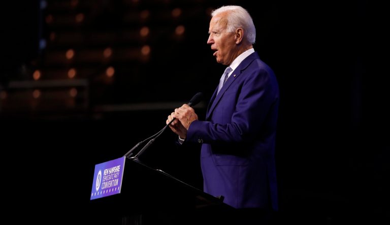 Democratic presidential candidate former Vice President Joe Biden speaks during the New Hampshire state Democratic Party convention, Saturday, Sept. 7, 2019, in Manchester, NH. 