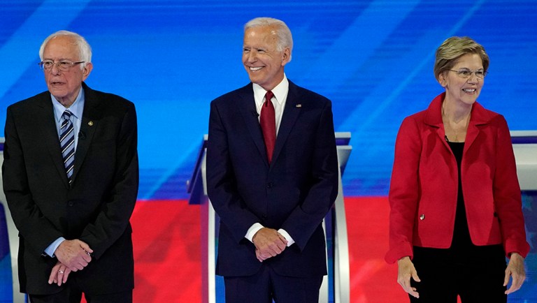Sen. Bernie Sanders, former Vice President Joe Biden, and Sen. Elizabeth Warren.