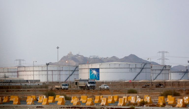 Storage tanks are seen at the North Jiddah bulk plant, an Aramco oil facility, in Jiddah, Saudi Arabia, Sunday, Sept. 15, 2019. 