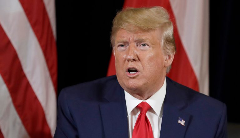 President Donald Trump speaks as he meets with Polish President Andrzej Duda at the InterContinental Barclay hotel during the United Nations General Assembly, Monday, Sept. 23, 2019, in New York.