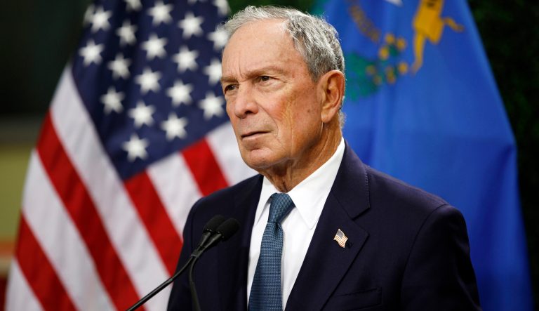 In this Feb. 26, 2019 photo, former New York City Mayor Michael Bloomberg speaks at a news conference in Las Vegas. 