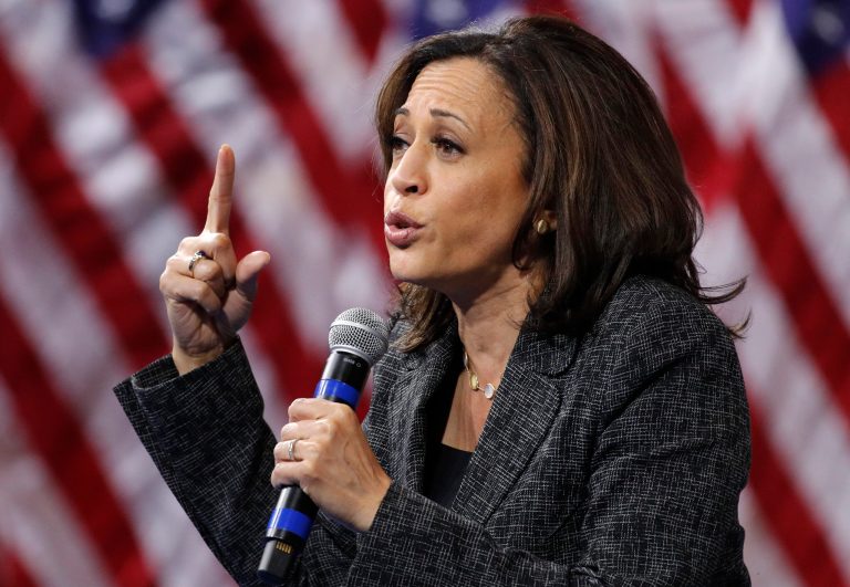 Democratic presidential candidate Sen. Kamala Harris, D-Calif., speaks during a gun safety forum Wednesday, Oct. 2, 2019, in Las Vegas.