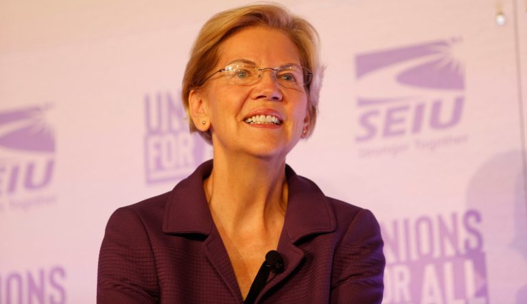 Democratic presidential candidate Sen. Elizabeth Warren, D-Mass., speaks in SEIU Unions For All Summit on Friday, Oct. 4, 2019, in Los Angeles. 