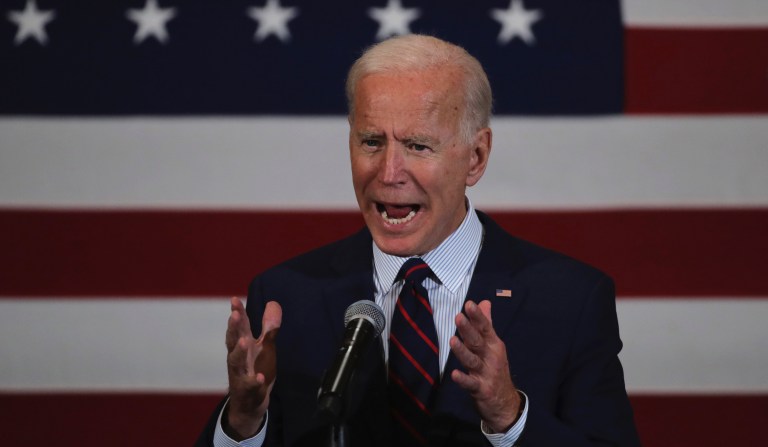 Democratic presidential candidate former Vice President Joe Biden gestures during a campaign stop in Manchester, N.H., Wednesday, Oct. 9, 2019.