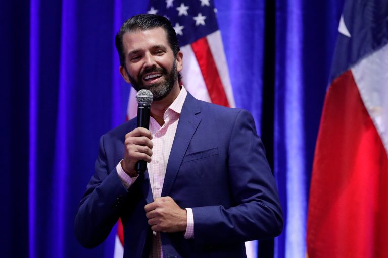 Donald Trump, Jr. speaks to supporters of his father, President Donald Trump, Oct. 15, 2019, in San Antonio. His new book "Triggered" is dedicated to "the deplorables."