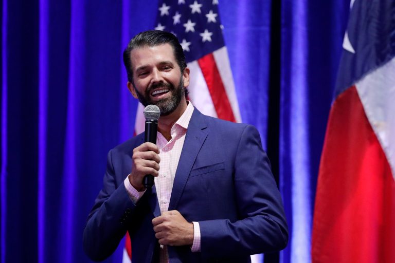 Donald Trump, Jr. speaks to supporters of his father, President Donald Trump, during a panel discussion, Tuesday, Oct. 15, 2019, in San Antonio. His new book "Triggered" is out next week.