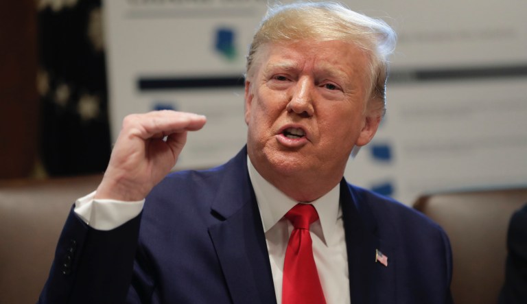 President Trump speaking during a Cabinet meeting in the Cabinet Room of the White House, Monday, Oct. 21, 2019, in Washington.