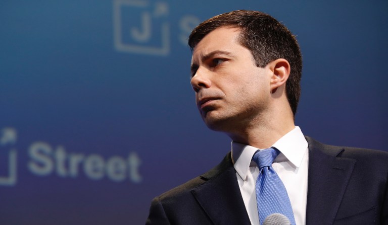 Democratic presidential candidate South Bend, Ind., Mayor Pete Buttigieg speaks at the J Street National Conference, Monday, Oct. 28, 2019, in Washington.