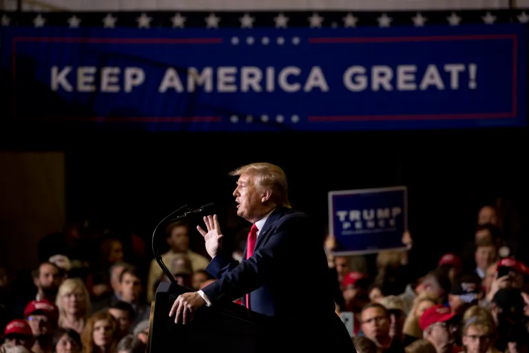 President Donald Trump speaks at a rally at BancorpSouth Arena in Tupelo, Miss., Friday.
