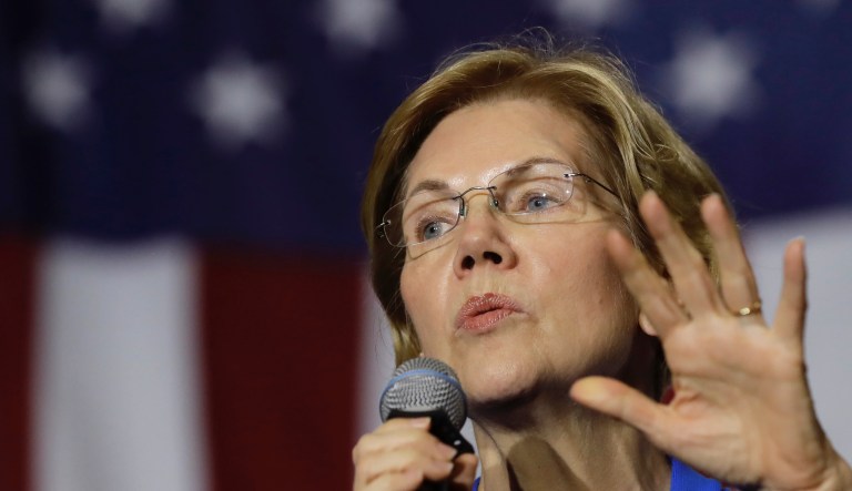Democratic presidential candidate Sen. Elizabeth Warren, D-Mass., addresses an audience at a campaign event, Monday, Nov. 11, 2019, in Exeter, N.H. 