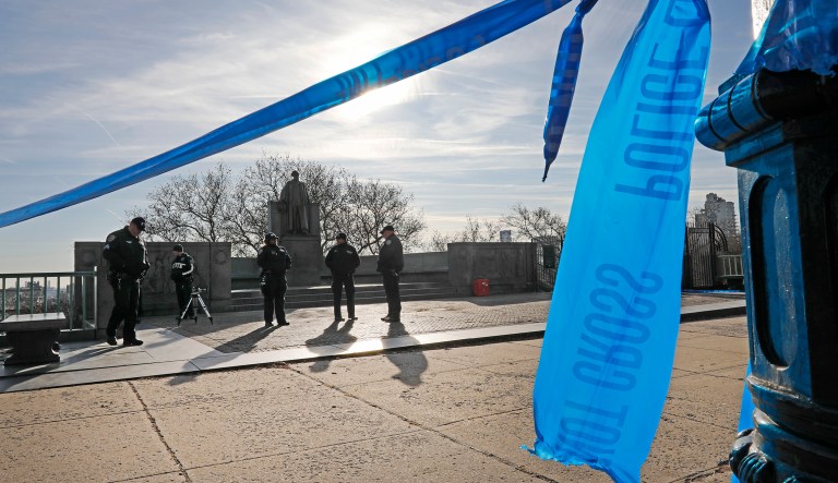 Police tape cordons off an entrance to Morningside Park along Manhattan's Upper West Side, Thursday, Dec. 12, 2019, in New York. An 18-year-old Barnard College freshman, identified as Tessa Majors, has been fatally stabbed during an armed robbery in the park, sending shock waves through the college and wider Columbia University community. 