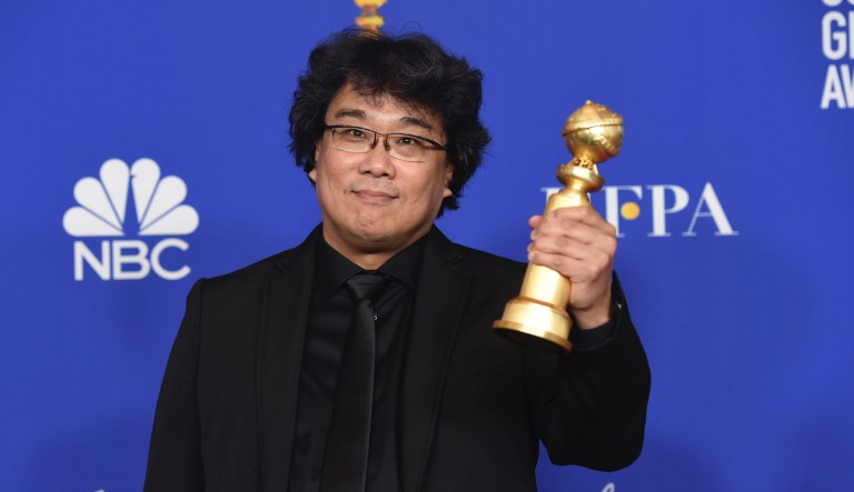 Director Bong Joon-ho poses in the press room with the award for best foreign language motion picture for "Parasite" at the 77th annual Golden Globe Awards at the Beverly Hilton Hotel on Sunday, Jan. 5, 2020, in Beverly Hills, Calif.