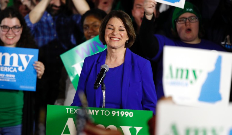 Klobuchar touts immigrant story in first appearance since strong New Hampshire showing