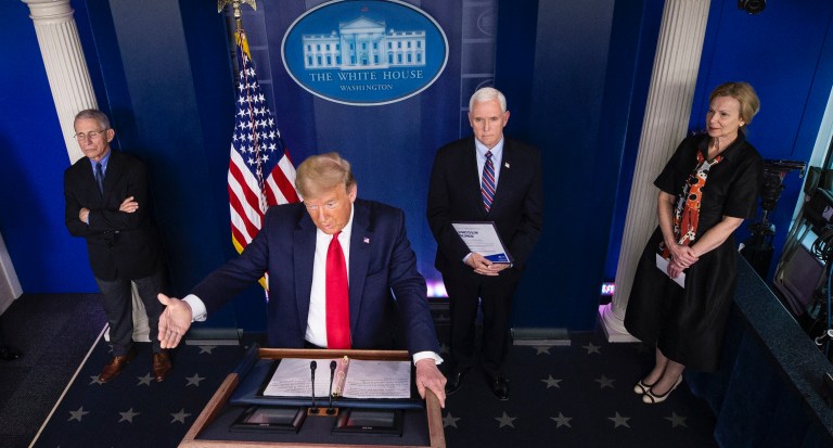 Catchphrases, guest stars, and a skeptical sidekick: Welcome to the White House coronavirus briefing