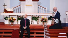 Pence provides a sympathetic ear in Iowa as clergy grapple with reopening churches