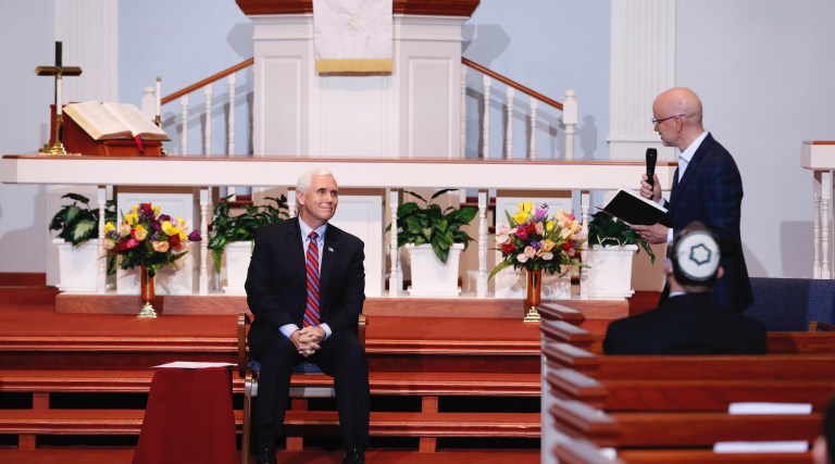 Pence provides a sympathetic ear in Iowa as clergy grapple with reopening churches