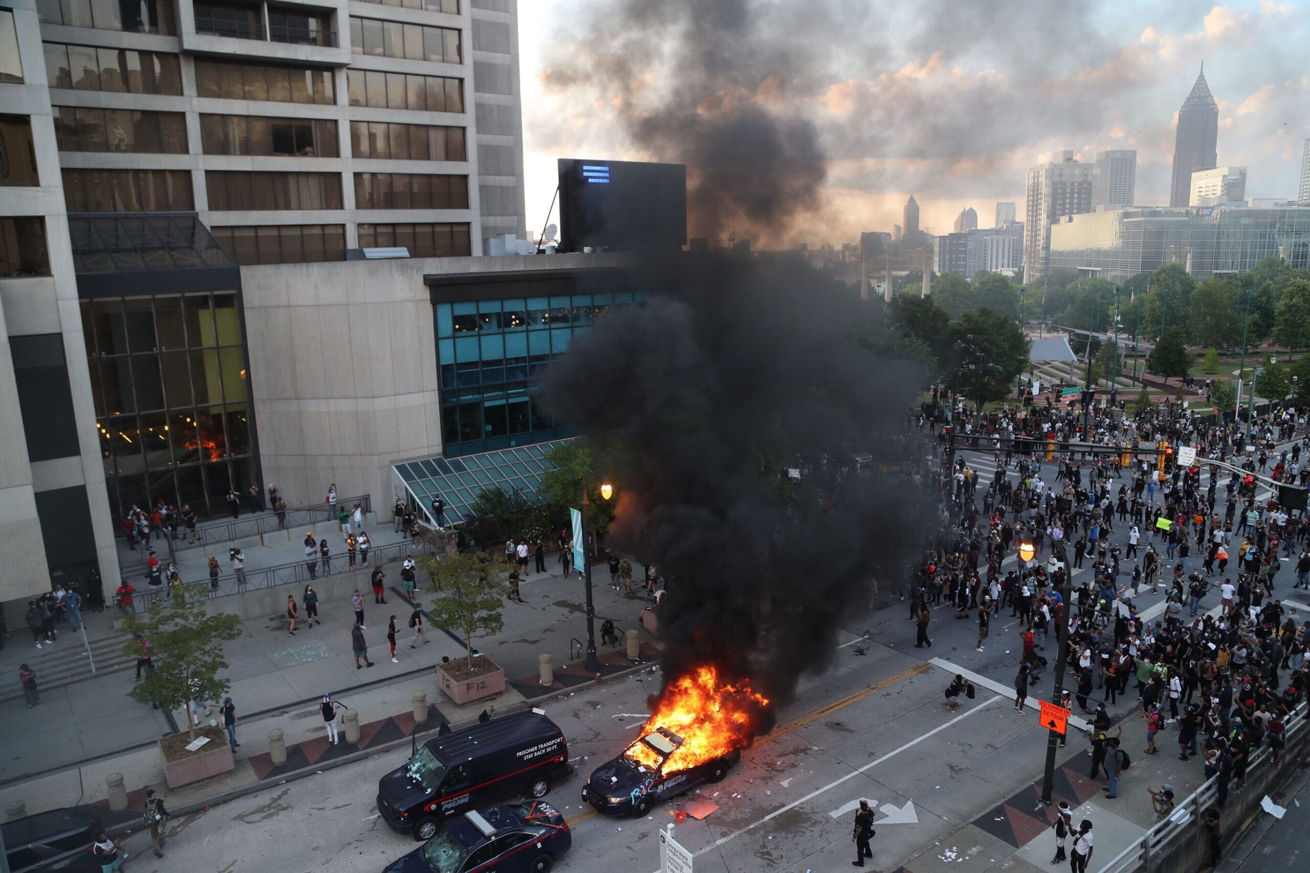 Angry mob threatens to storm police at CNN headquarters in Atlanta