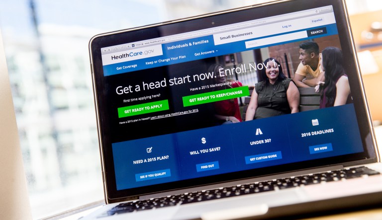 In this Oct. 6, 2015, file photo, the HealthCare.gov website, where people can buy health insurance, is displayed on a laptop screen in Washington.