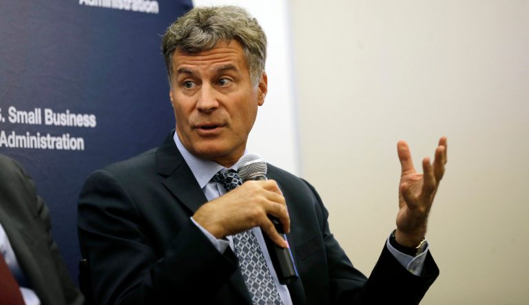 Princeton University economics and public affairs Professor Alan B. Krueger addresses a gathering at the Rutgers Business School Monday, Sept. 21, 2015, in Newark, N.J. A panel made up of Krueger, Small Business Association Administrator Maria Contreras-Sweet, and Sen. Cory Booker opened the federal agency's "Big Think" series of events to promote entrepreneurship. 