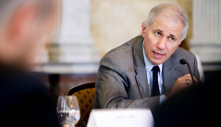 Federal Deposit Insurance Corporation Chairman Martin Gruenberg speaks during a Financial Stability Oversight Council meeting at the Treasury Department in Washington.