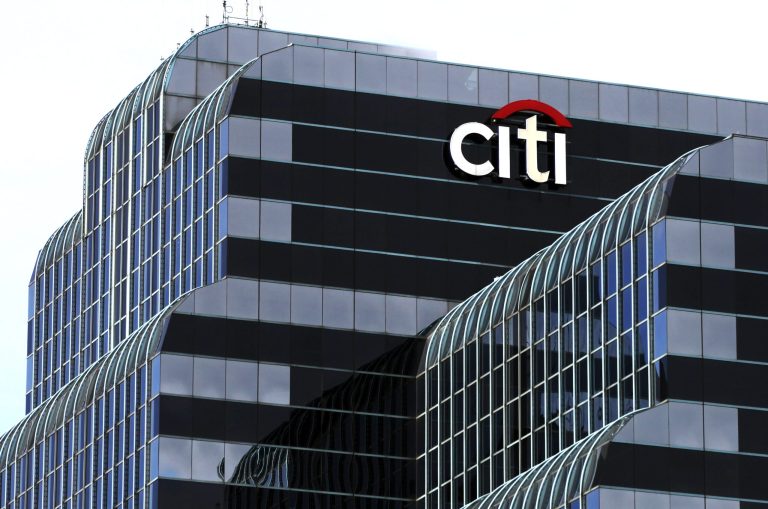 A Citi Bank sign is seen in Chicago.