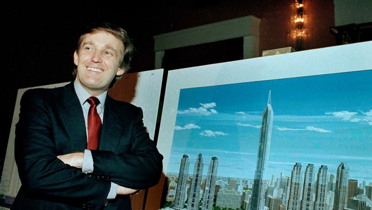 Real estate mogul Donald J. Trump displays an artist's concept of real estate.