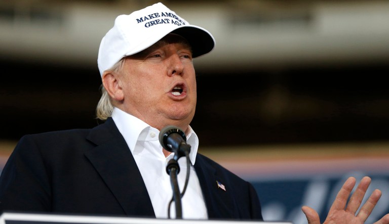 Republican presidential candidate Donald Trump speaks at Joni's Roast and Ride, a fundraiser for a PAC, at the Iowa State Fairgrounds, in Des Moines, Iowa, Saturday, Aug. 27, 2016.