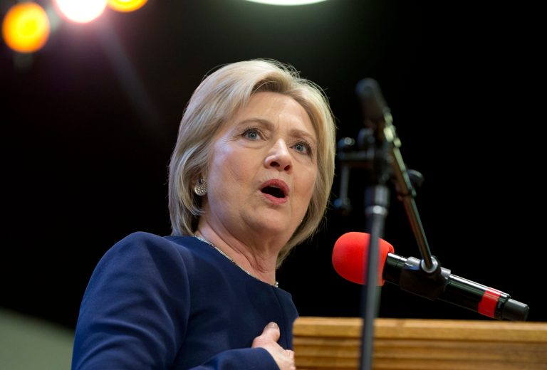 Democratic presidential candidate Hillary Clinton speaks during service at Mount Zion Fellowship Church in Highland Hills, Ohio, Sunday, March 13, 2016. 