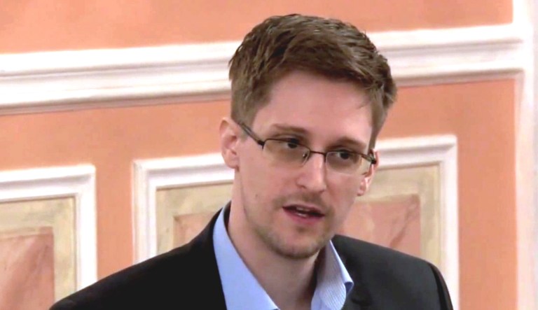 In this image made from video released by WikiLeaks on Oct. 11, 2013, former National Security Agency systems analyst Edward Snowden speaks during a presentation.