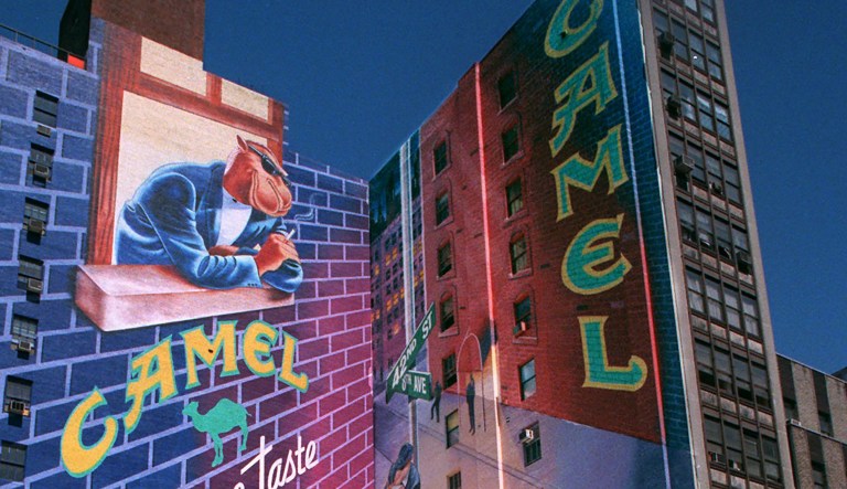 A Joe Camel advertisement is visible above New York's Times Square at 42nd Street and 8th Avenue, Thursday July 10, 1997.